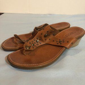 A Giannetti 10 Brown Wedge Thong Sandals